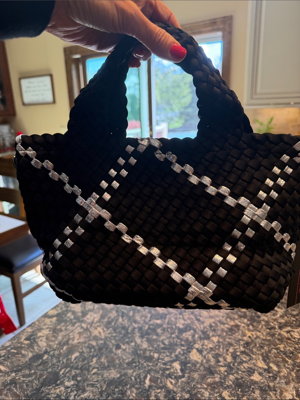 Haute Shore Woven Black Tote & Pouch with Silver Accent - Picture 5 of 6